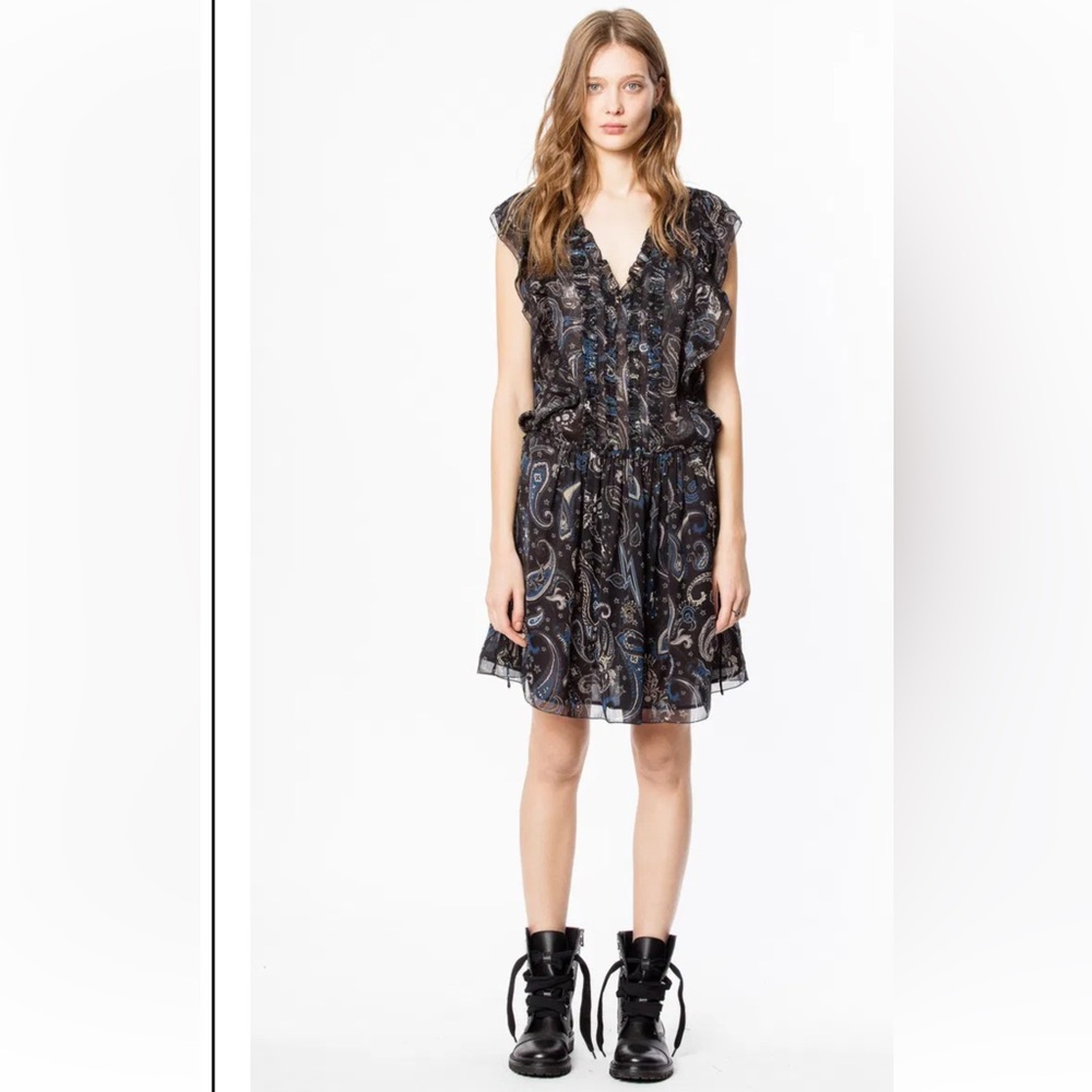 ✨Zadig & Voltaire Rimana Paisley printed beaded dress XS